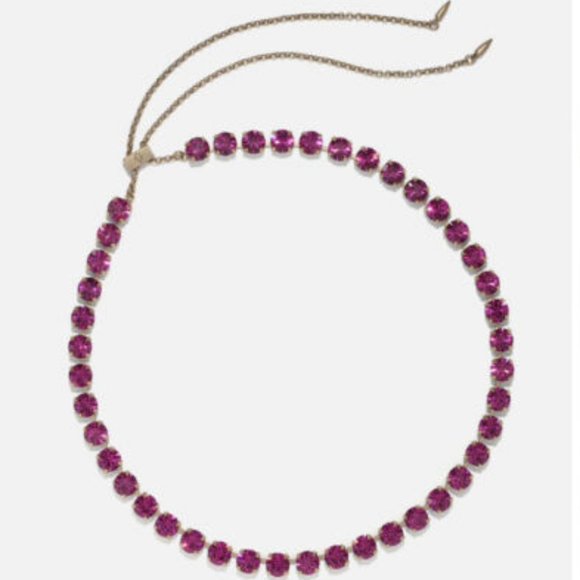 Loren Hope Jewelry - Loren Hope Arista Slider Necklace Fuchsia Deep Pink 18K Gold Finish No b…